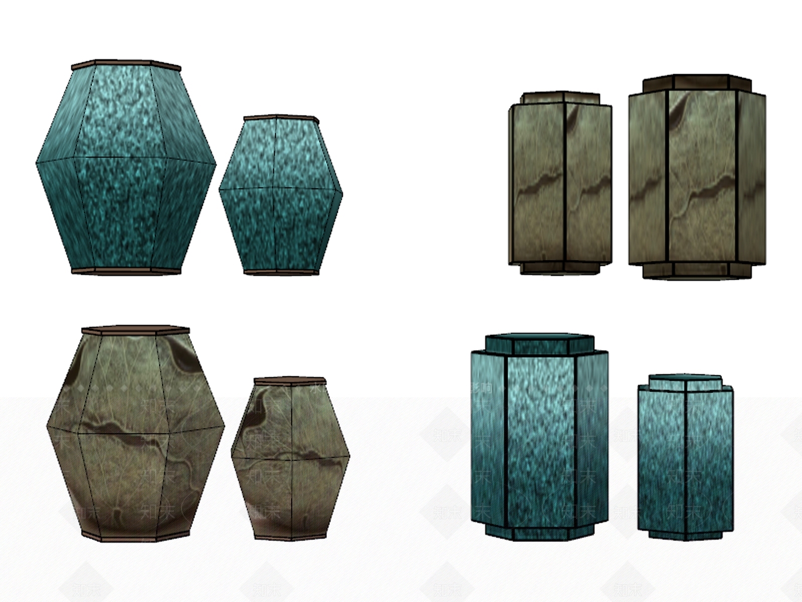 新中式陶瓷鼓凳SU模型下载【ID:897543676】