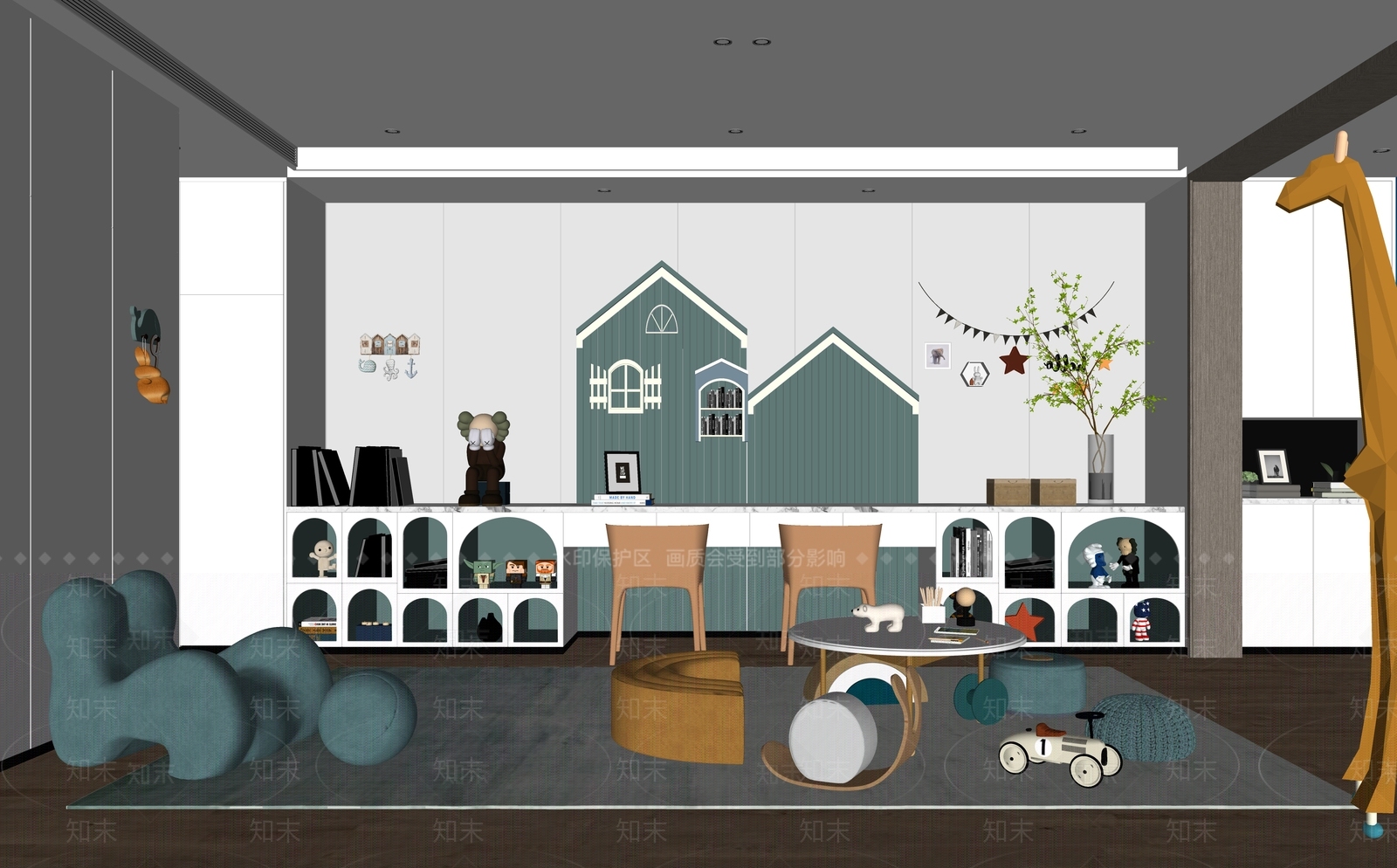 现代儿童玩具房SU模型下载【ID:497545671】