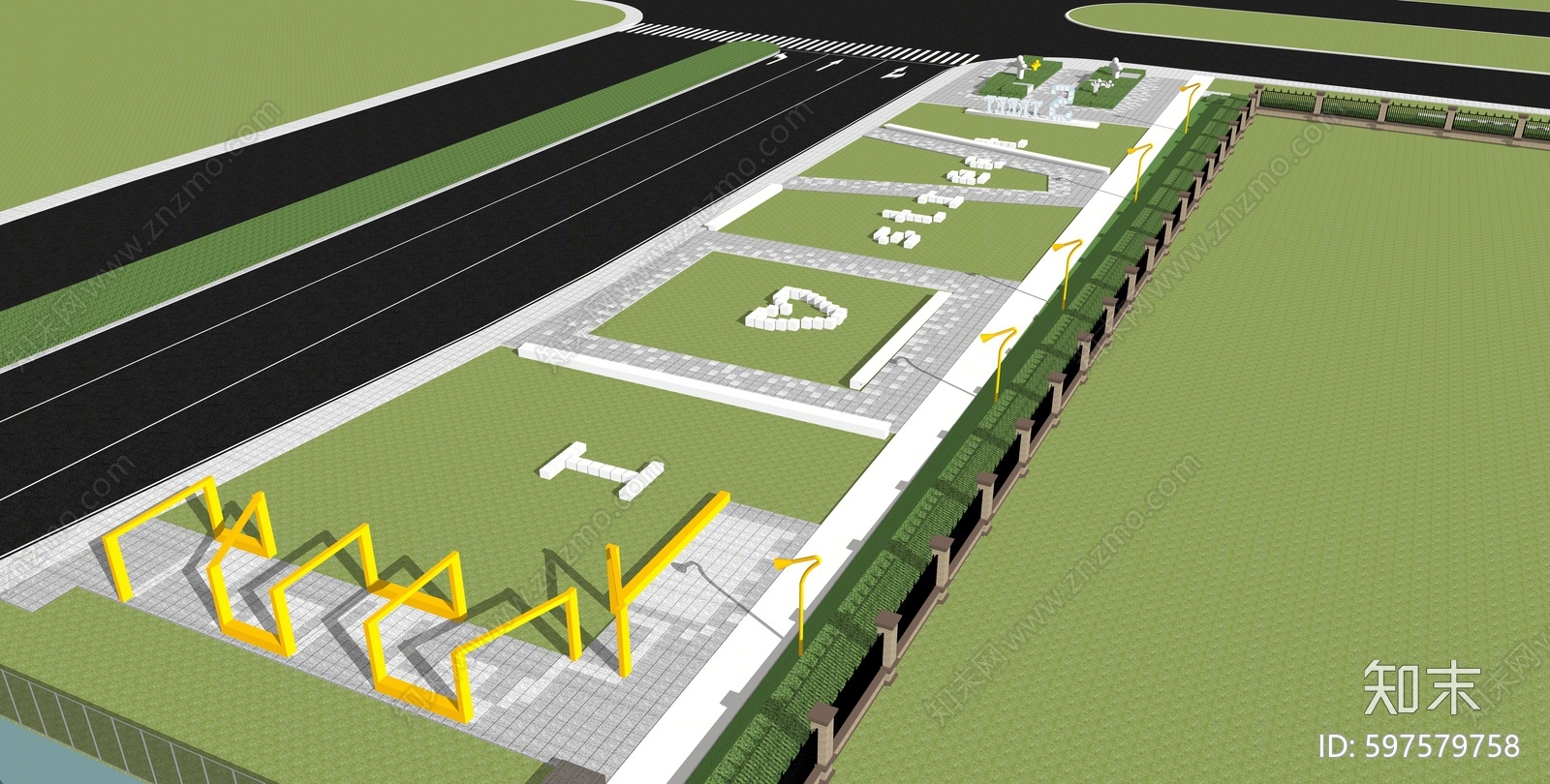 现代公园景观SU模型下载【ID:597579758】
