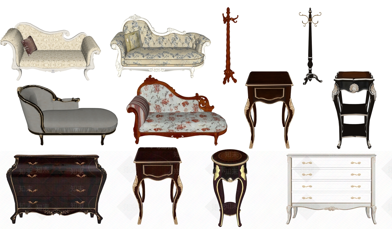 欧式贵妃椅SU模型下载【ID:497597452】