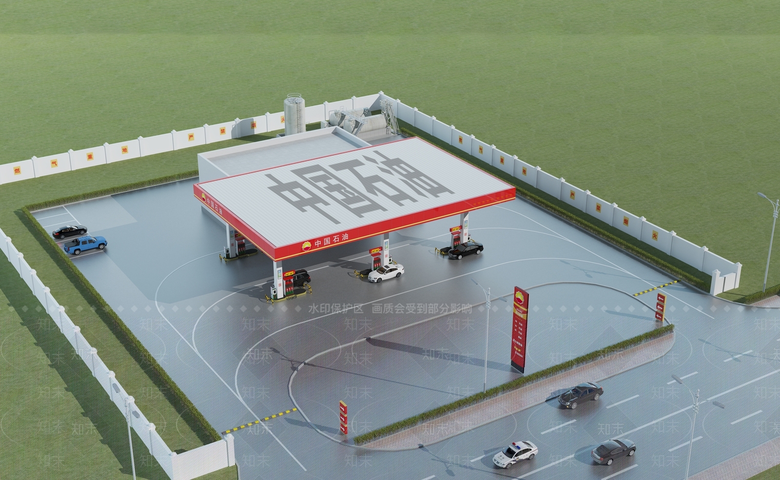 现代中国石油加油站3D模型下载【ID:497606154】