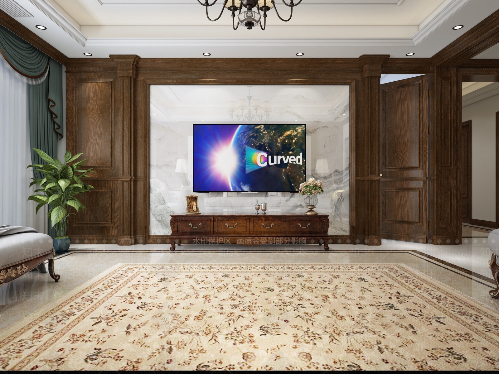 美式电视背景3D模型下载【ID:497613688】