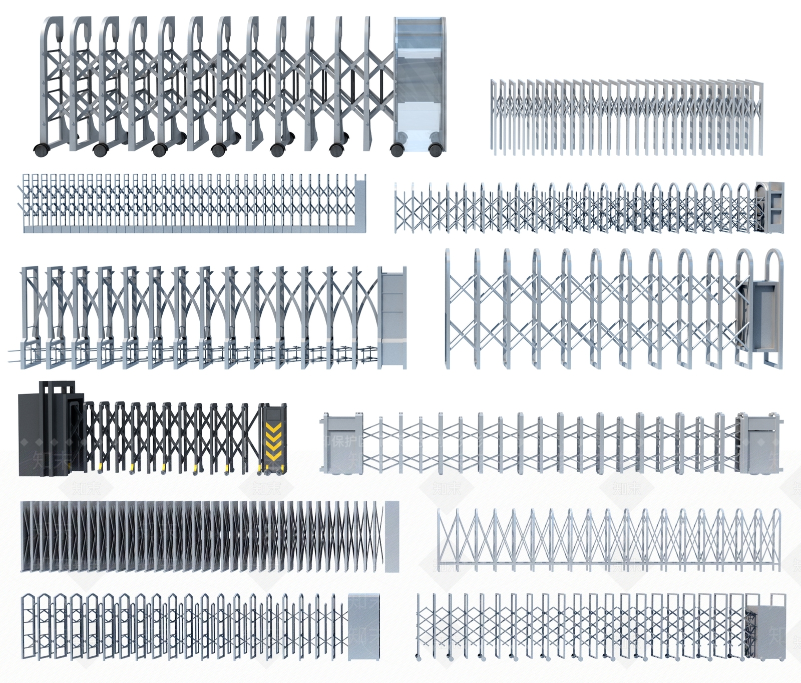 现代电动伸缩门3D模型下载【ID:797625415】