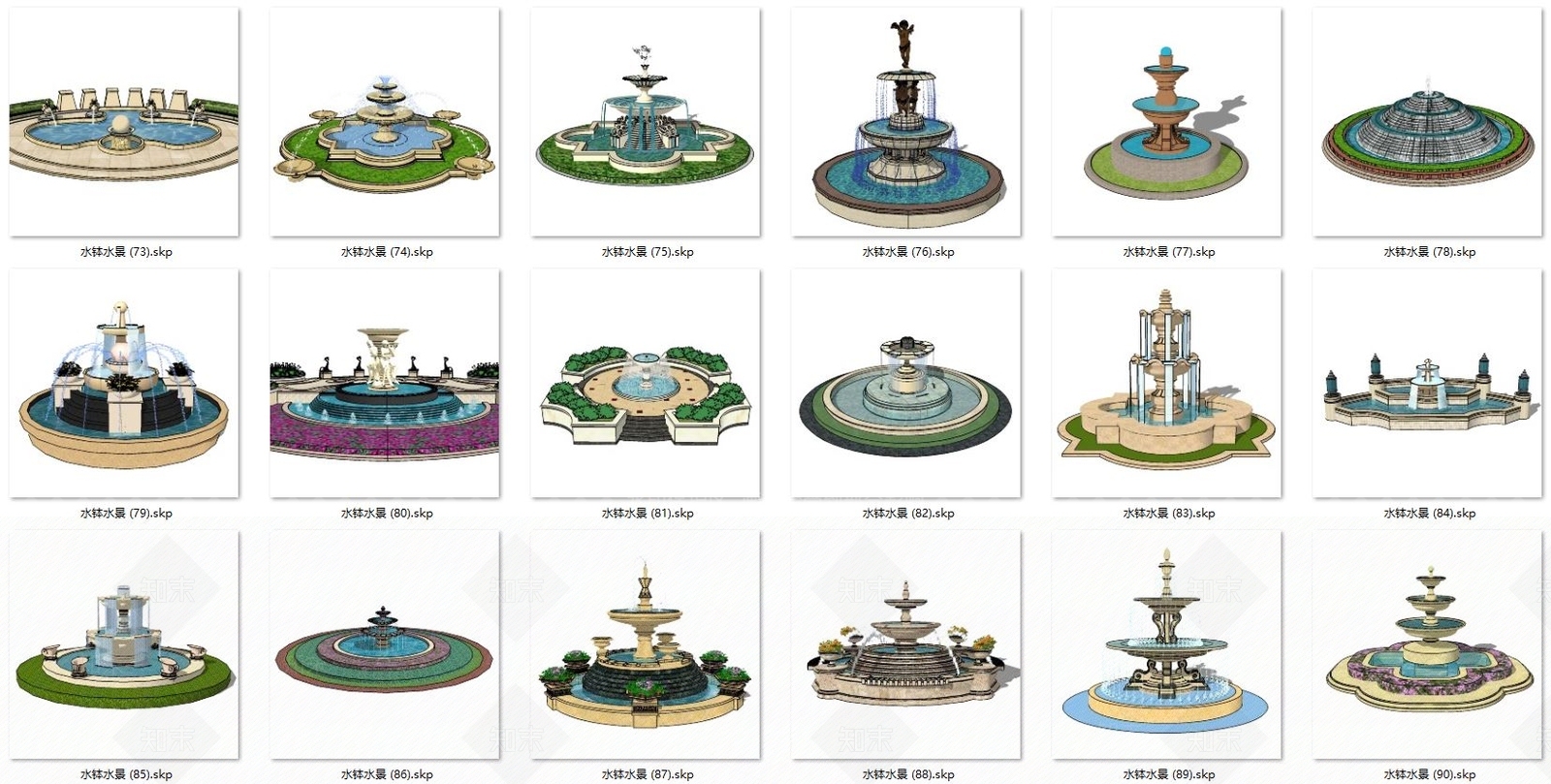 欧式水景SU模型下载【ID:797627423】