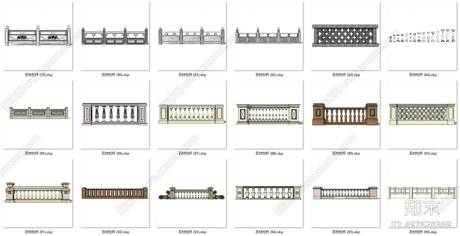 现代大理石栏杆SU模型下载【ID:497628369】