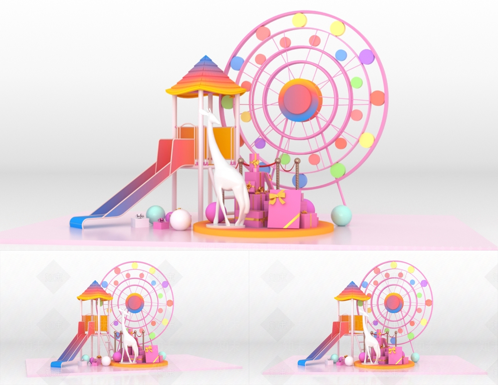 现代儿童游乐设施3D模型下载【ID:797647010】