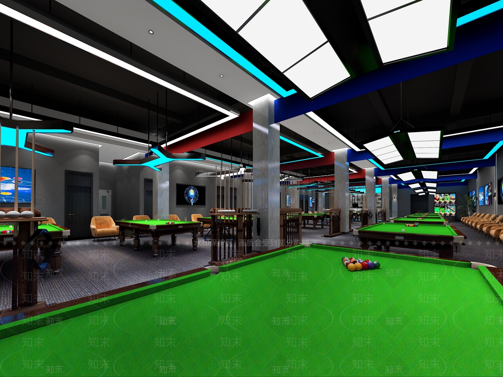 现代桌球室3D模型下载【ID:997657916】