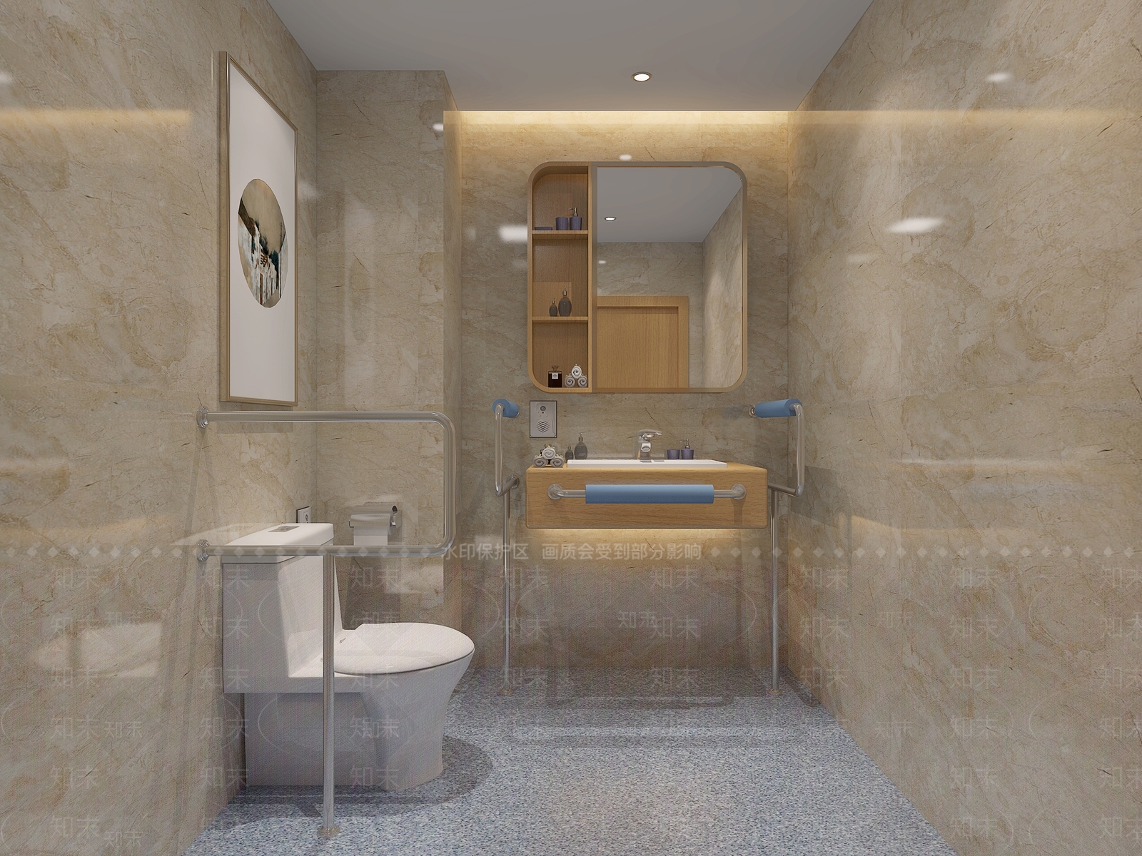 现代残疾人卫生间3D模型下载【ID:597651416】