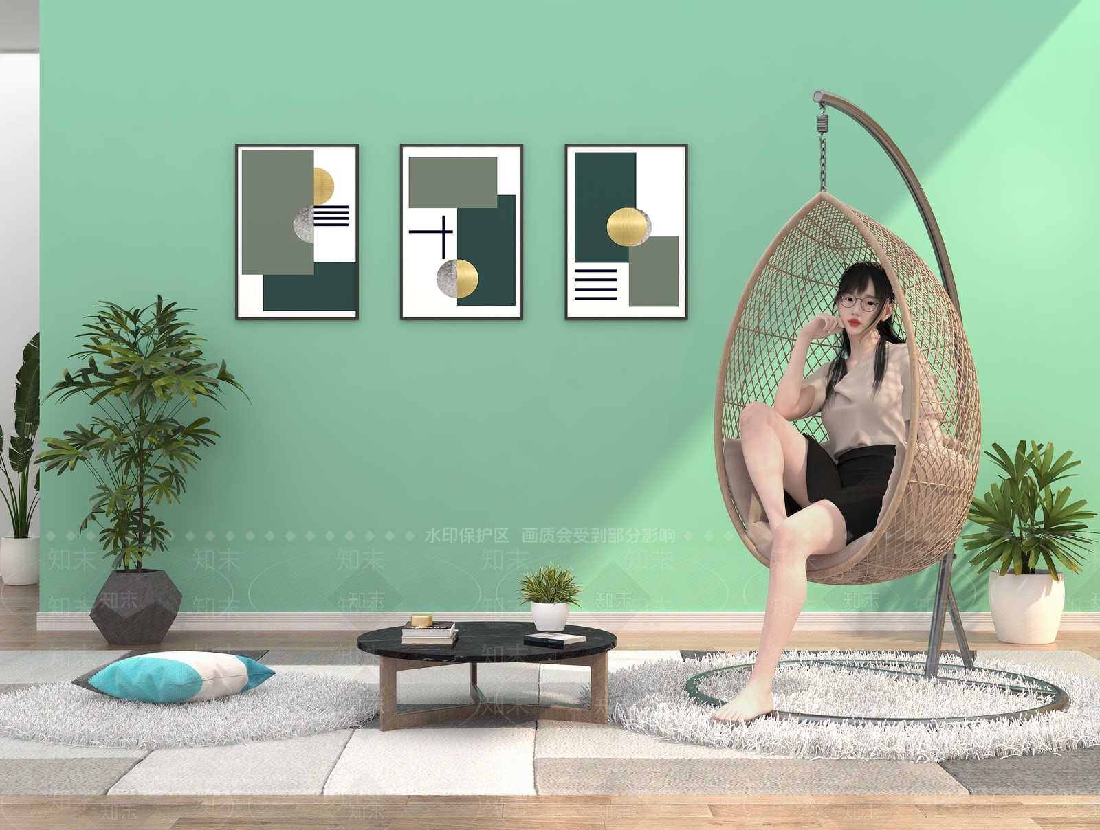 现代吊椅3D模型下载【ID:797666103】