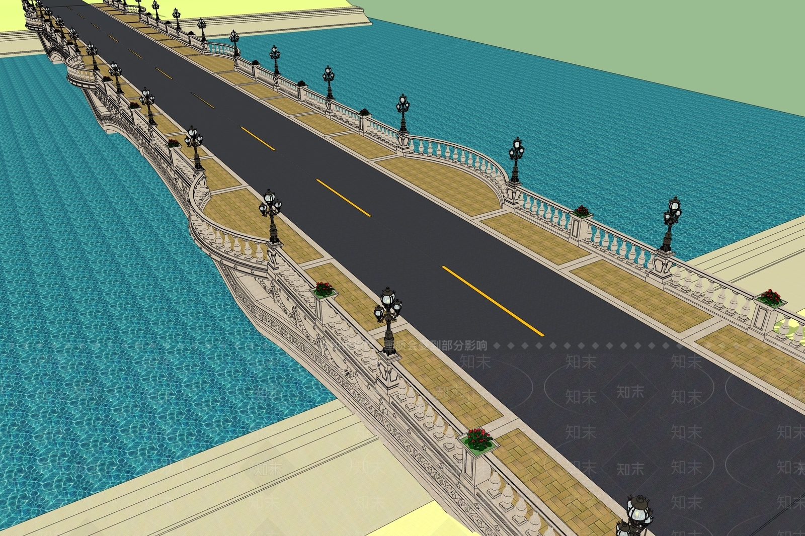 欧式大桥SU模型下载【ID:797665771】