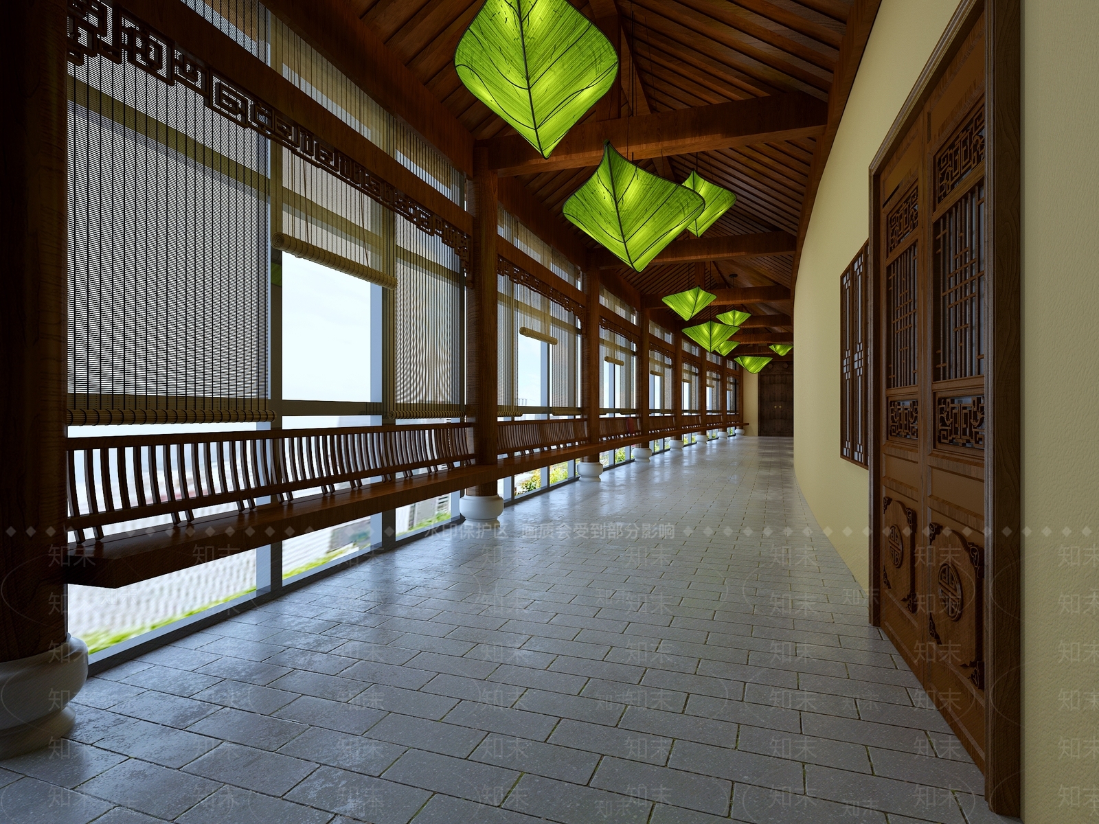 中式长廊3D模型下载【ID:297666625】