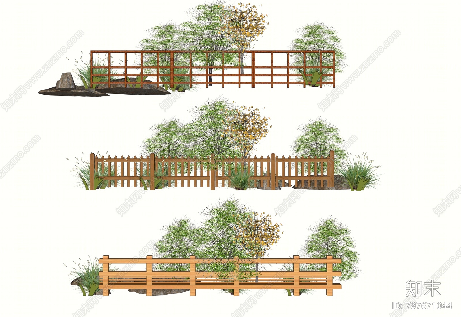 现代木栏杆SU模型下载【ID:797671044】