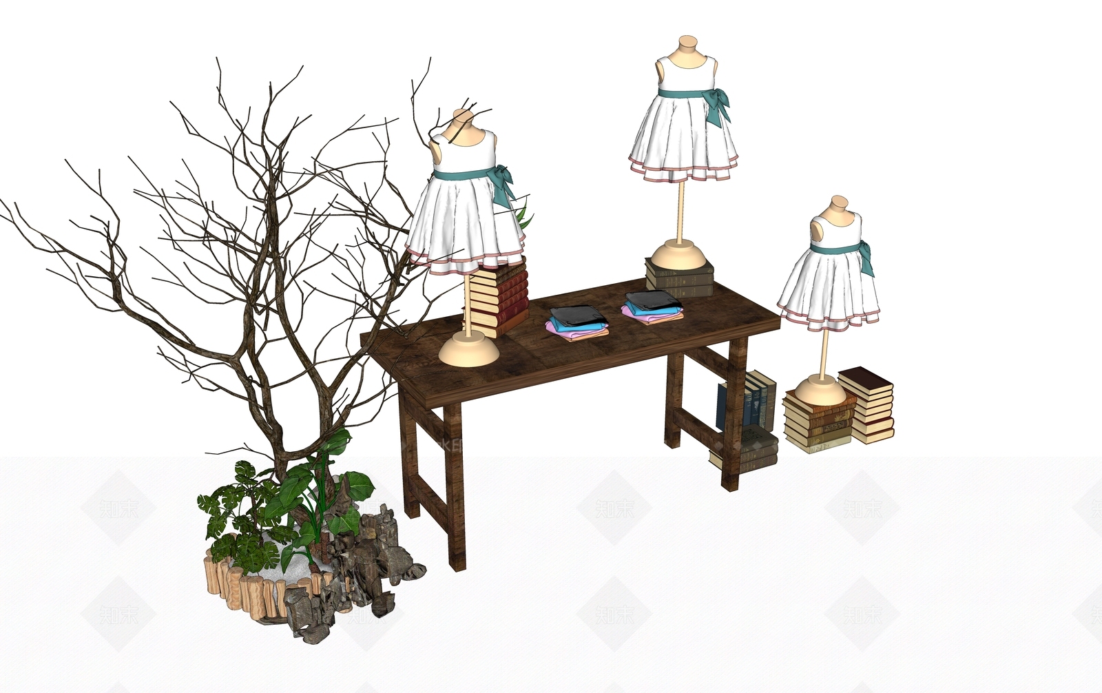 现代服装展示台SU模型下载【ID:997673731】