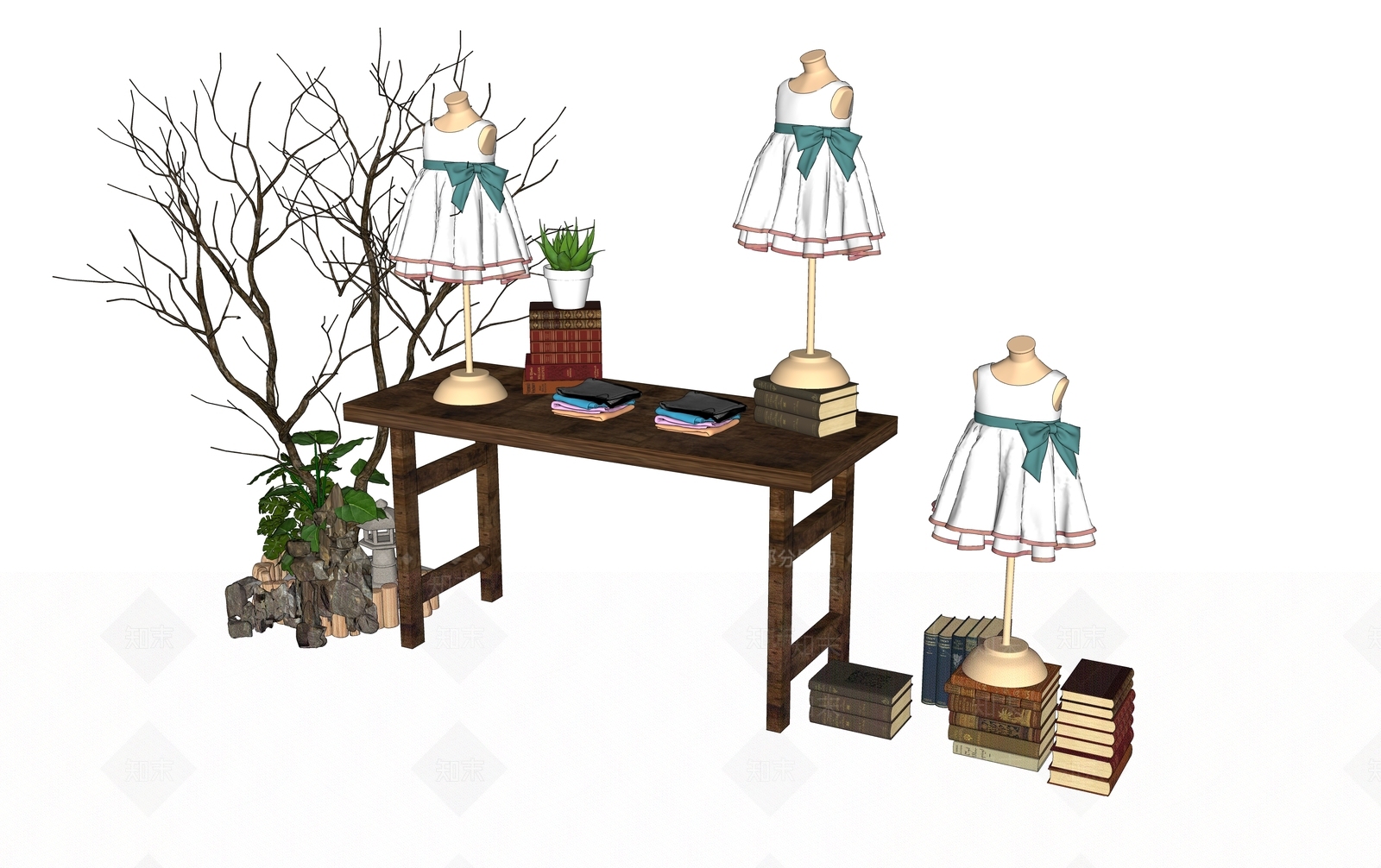 现代服装展示台SU模型下载【ID:997673731】