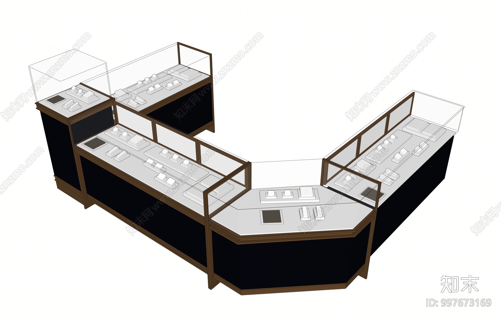 现代珠宝展示柜SU模型下载【ID:997673169】