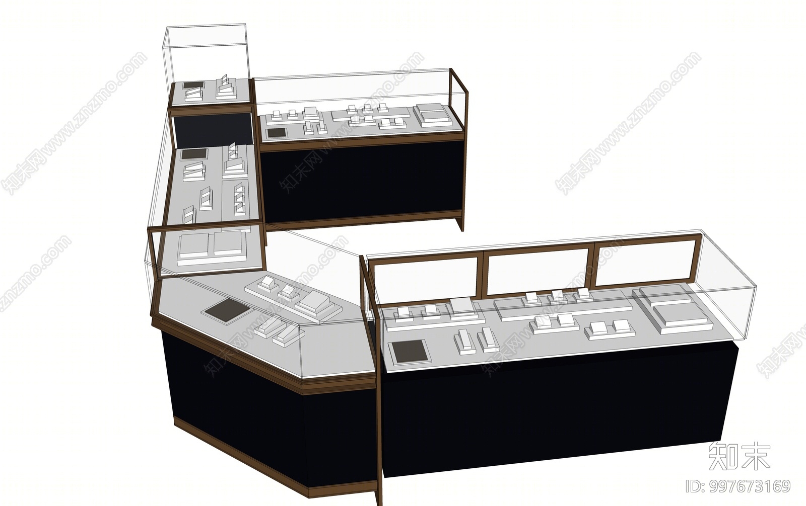 现代珠宝展示柜SU模型下载【ID:997673169】