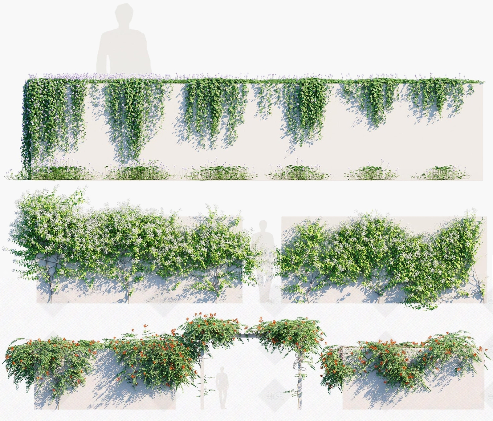 现代绿植墙3D模型下载【ID:497677210】
