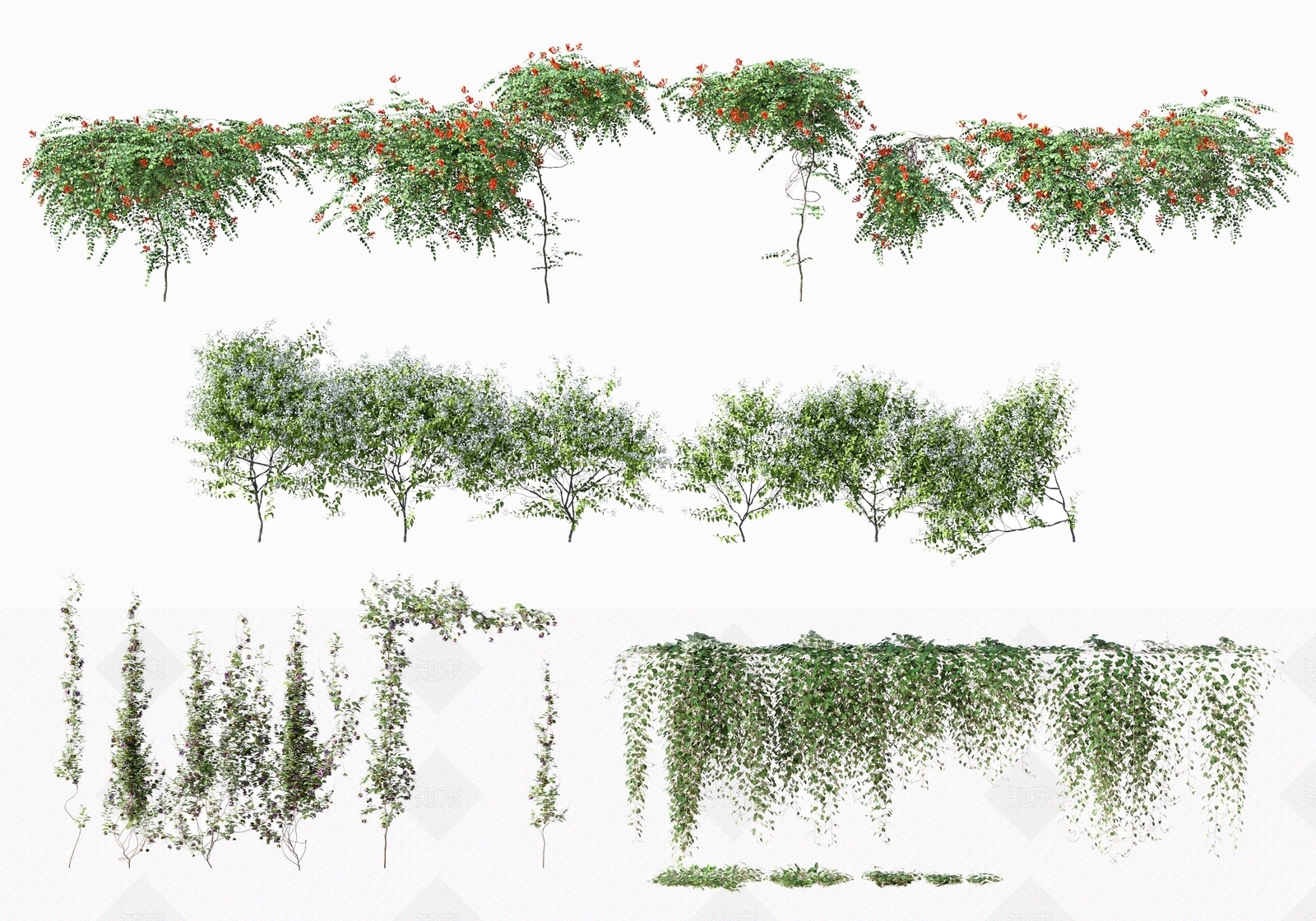 现代绿植墙3D模型下载【ID:497677217】
