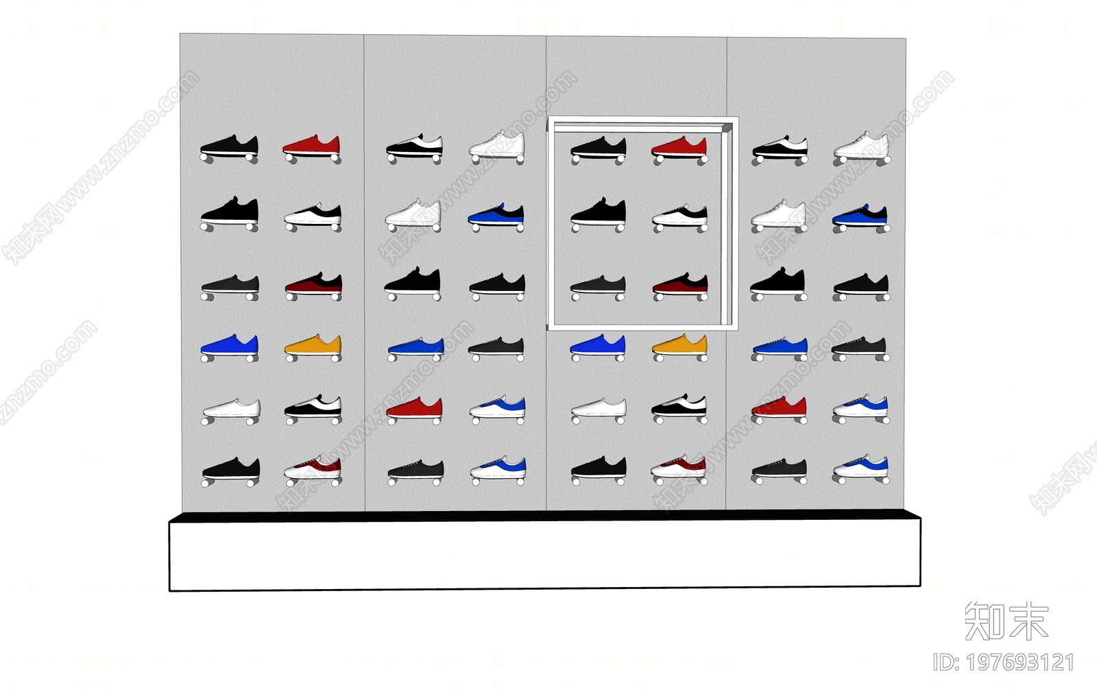 现代鞋子货架SU模型下载【ID:197693121】