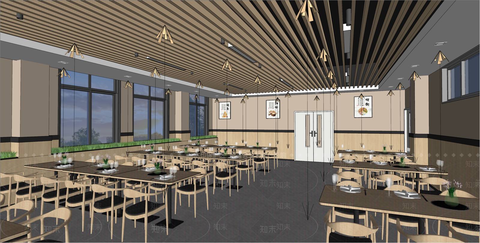 新中式食堂SU模型下载【ID:997703774】