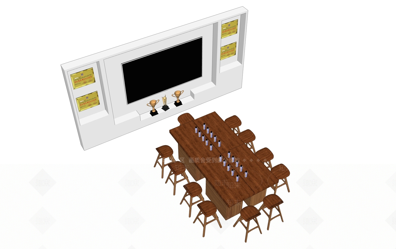 现代会议桌椅SU模型下载【ID:297703999】