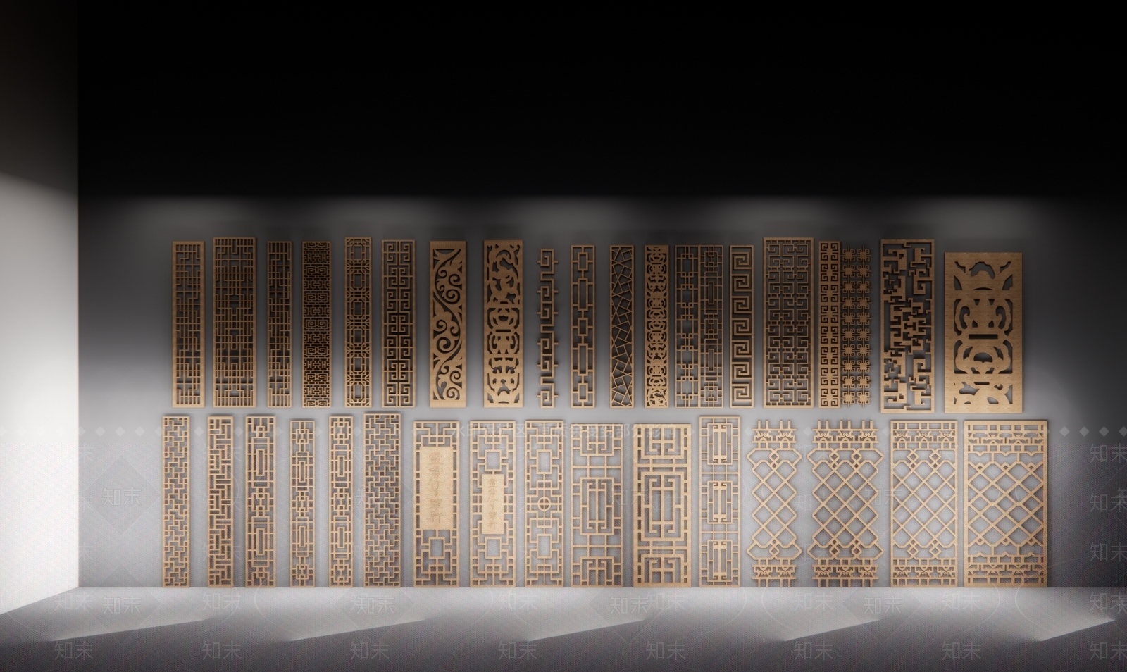 新中式风格雕花屏风SU模型下载【ID:497705679】