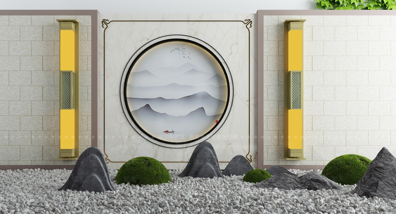 新中式假山山水3D模型下载【ID:497710485】