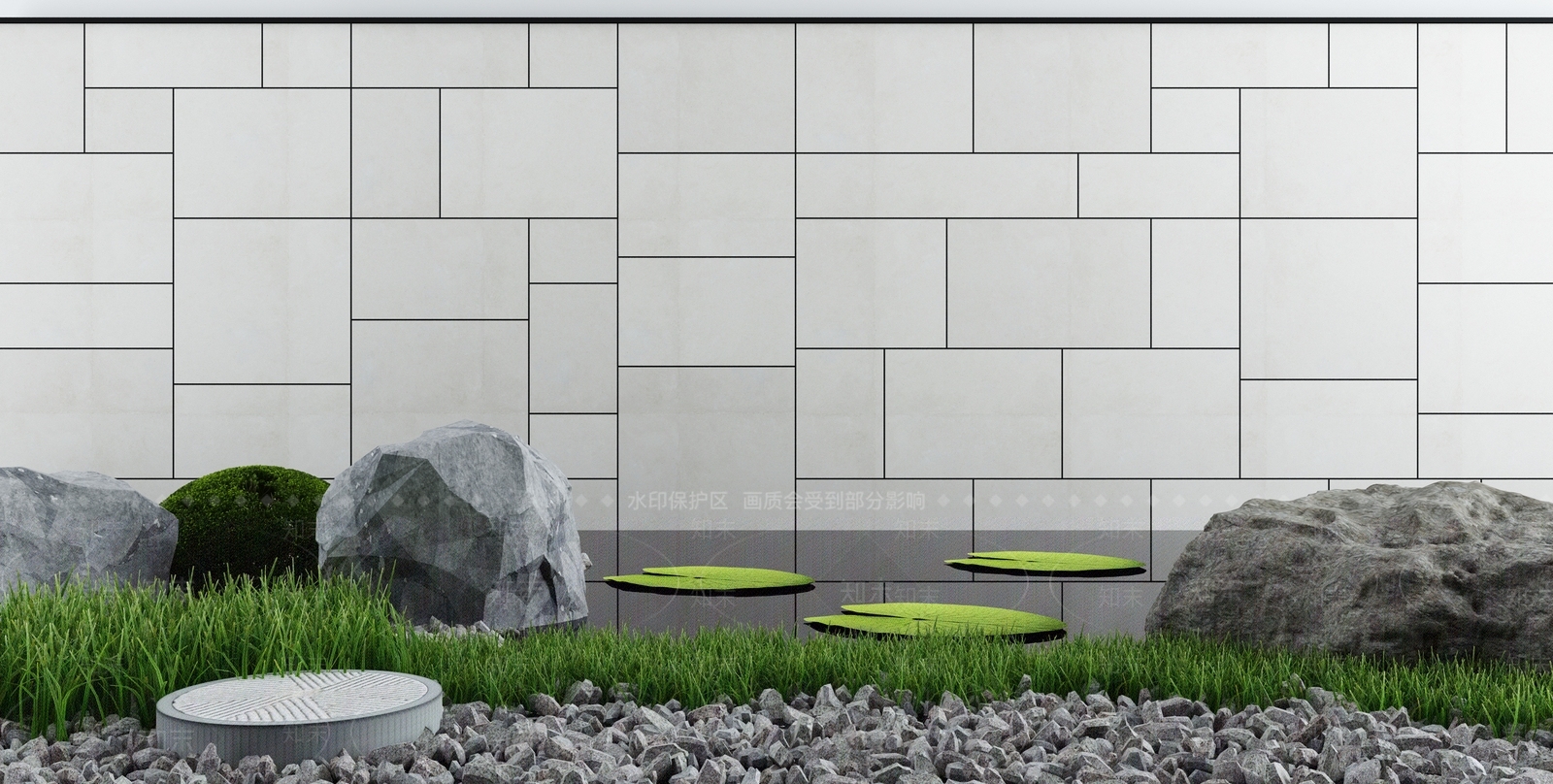 新中式假山山水3D模型下载【ID:497712480】