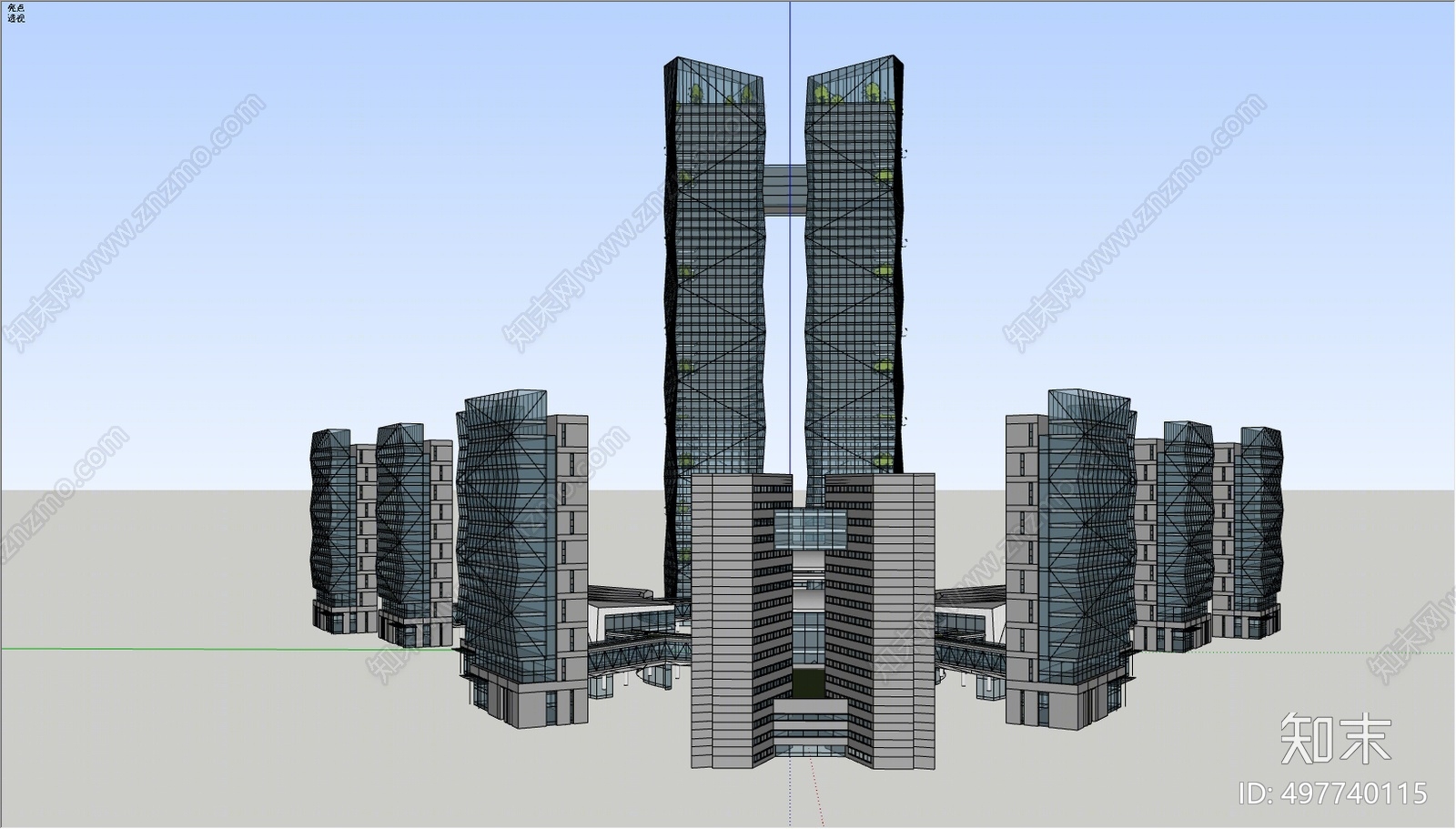 现代商业综合体SU模型下载【ID:497740115】