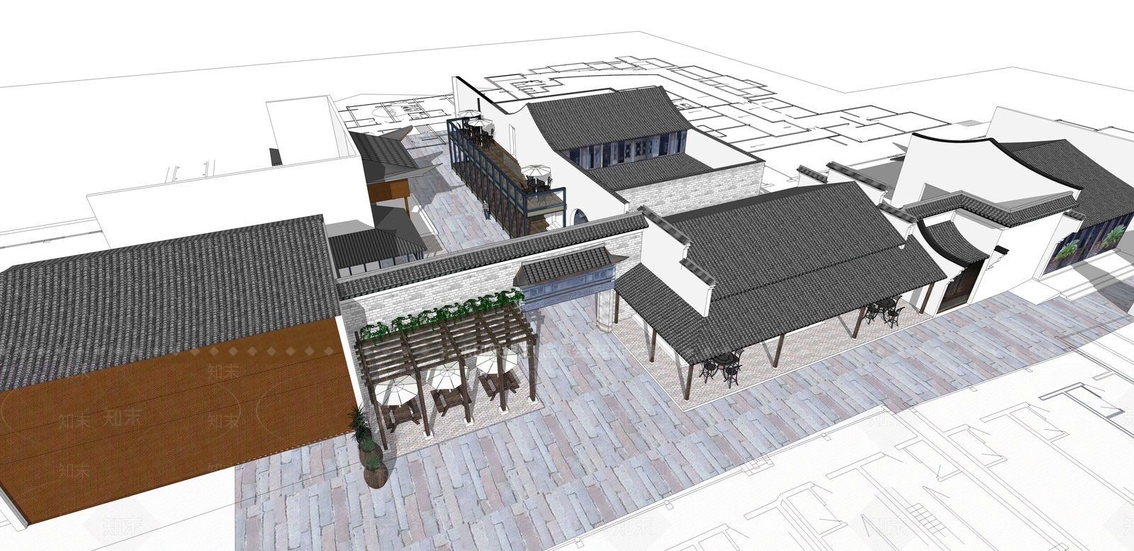 中式四合院SU模型下载【ID:897750761】