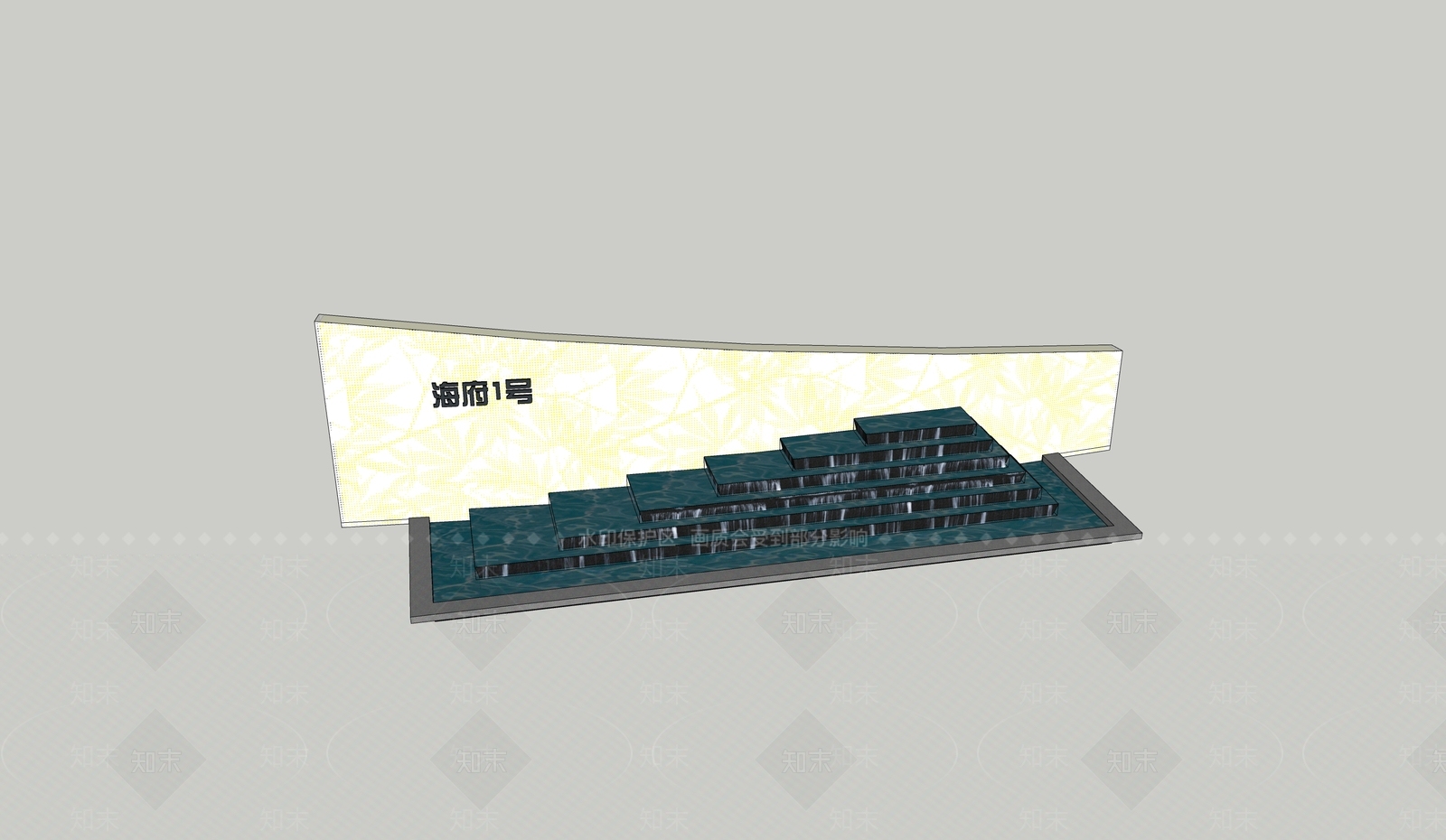 现代景墙水景SU模型下载【ID:797758437】