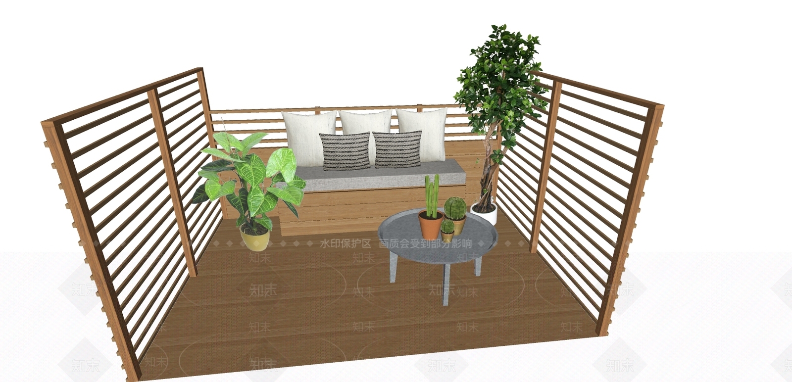 现代家居阳台SU模型下载【ID:697764553】