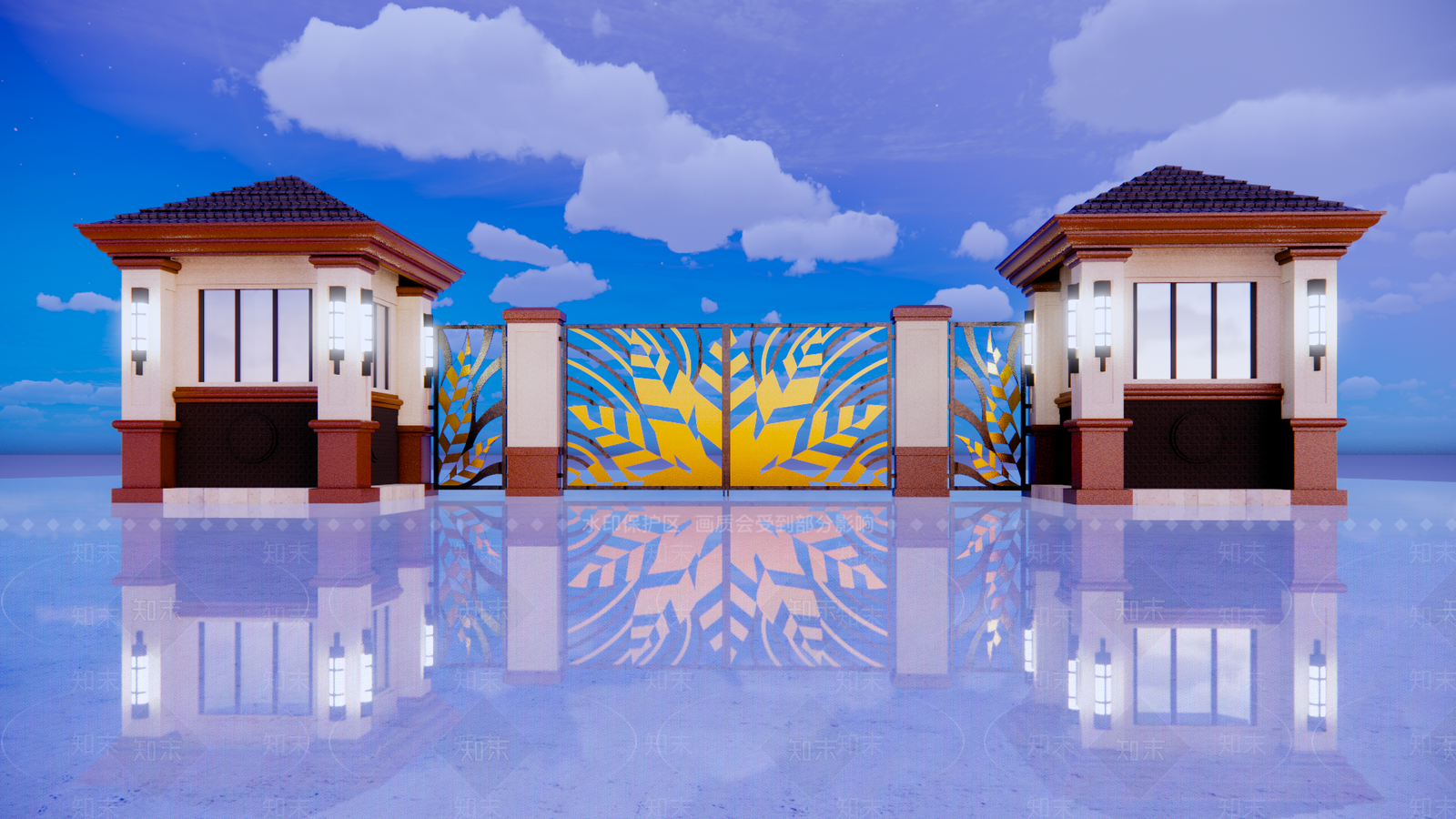 欧式岗亭大门建筑SU模型下载【ID:197770102】