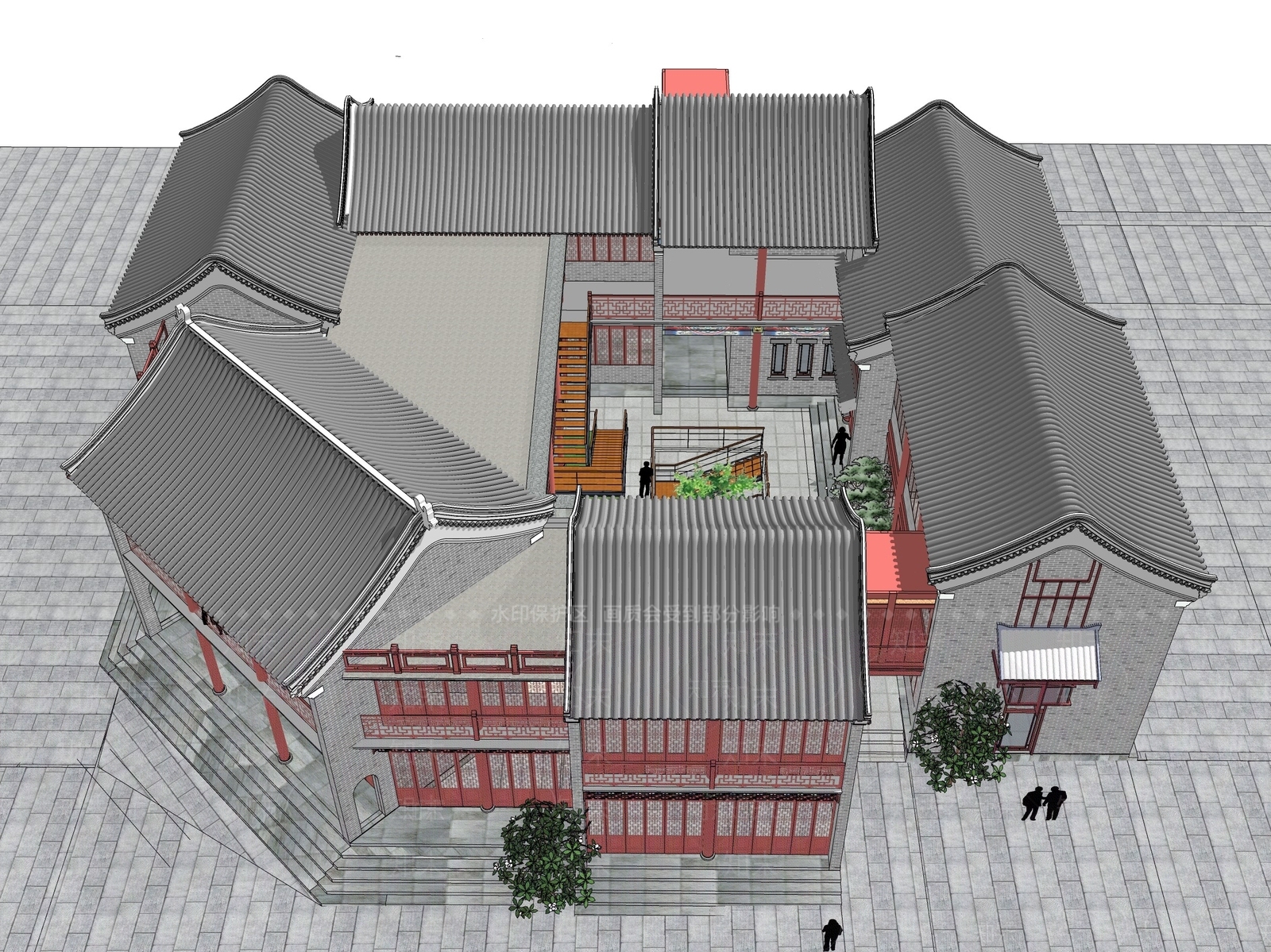 中式四合院SU模型下载【ID:397784254】