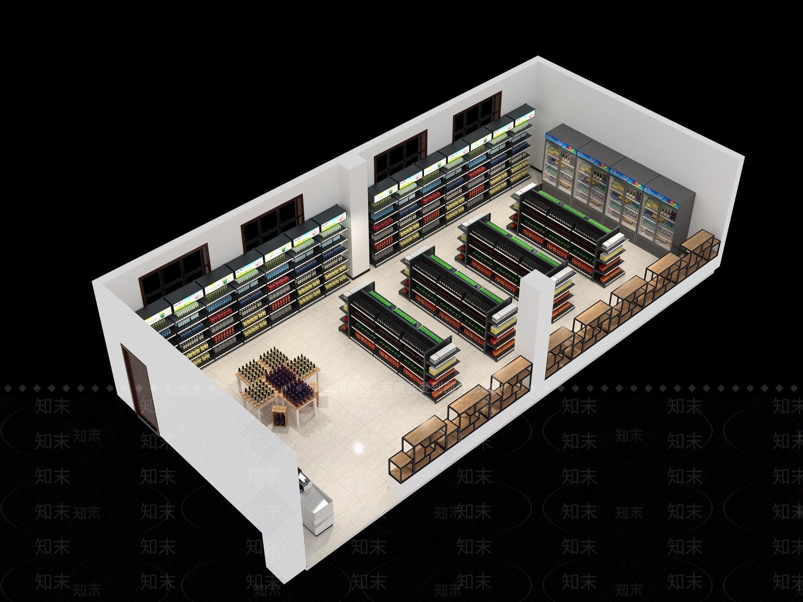 现代超市3D模型下载【ID:597797374】