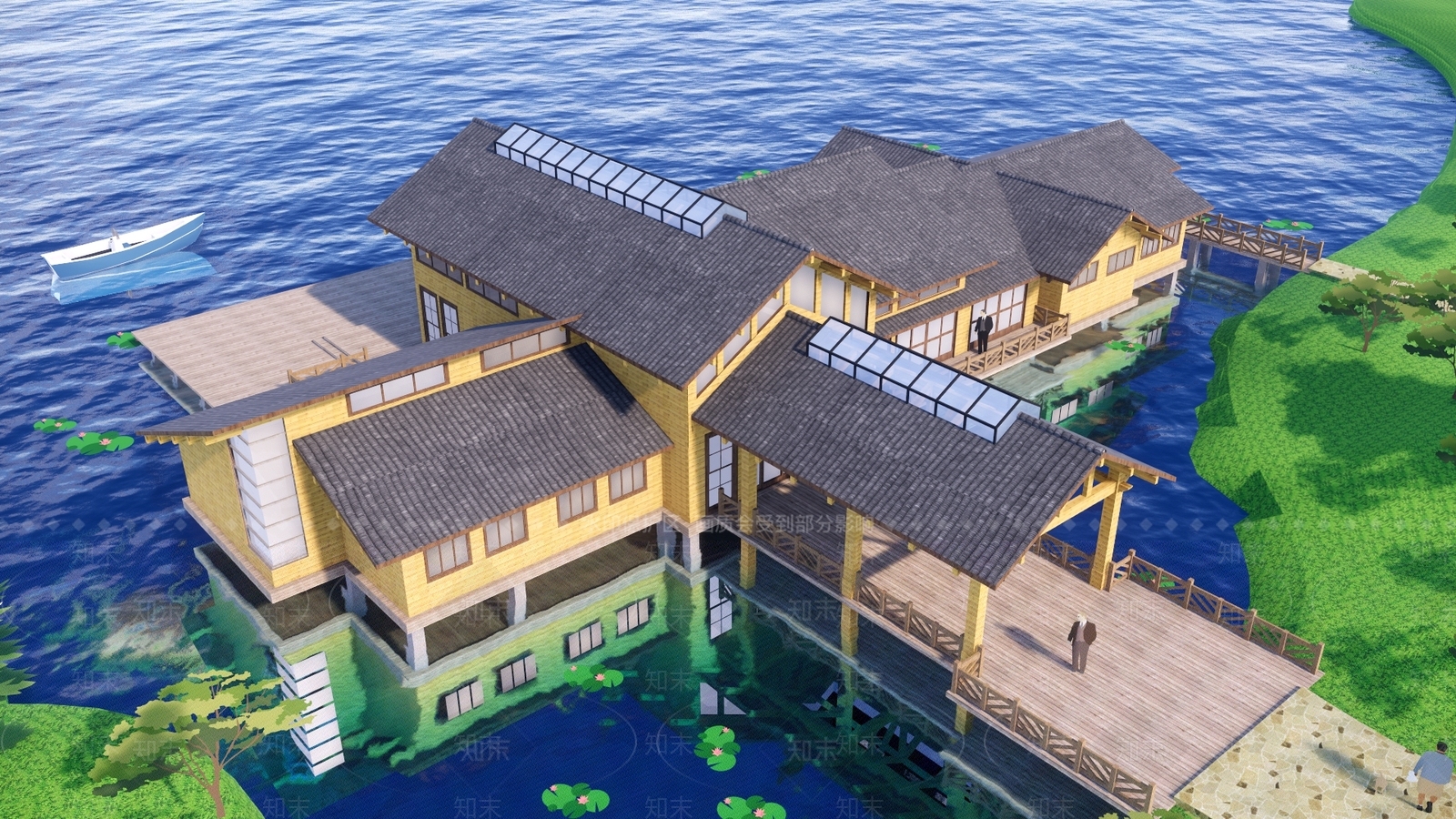 中式民宿建筑水上民宿民宿酒店民宿会所su模型 Id 知末su模型网