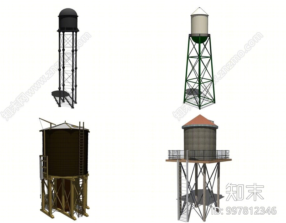工业风水塔SU模型下载【ID:997812346】