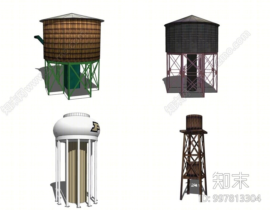 工业风水塔SU模型下载【ID:997813304】