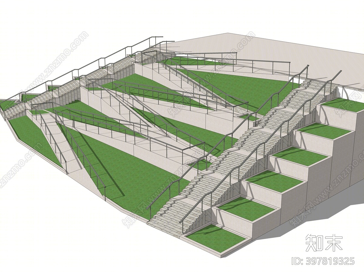 现代无障碍坡道SU模型下载【ID:397819325】
