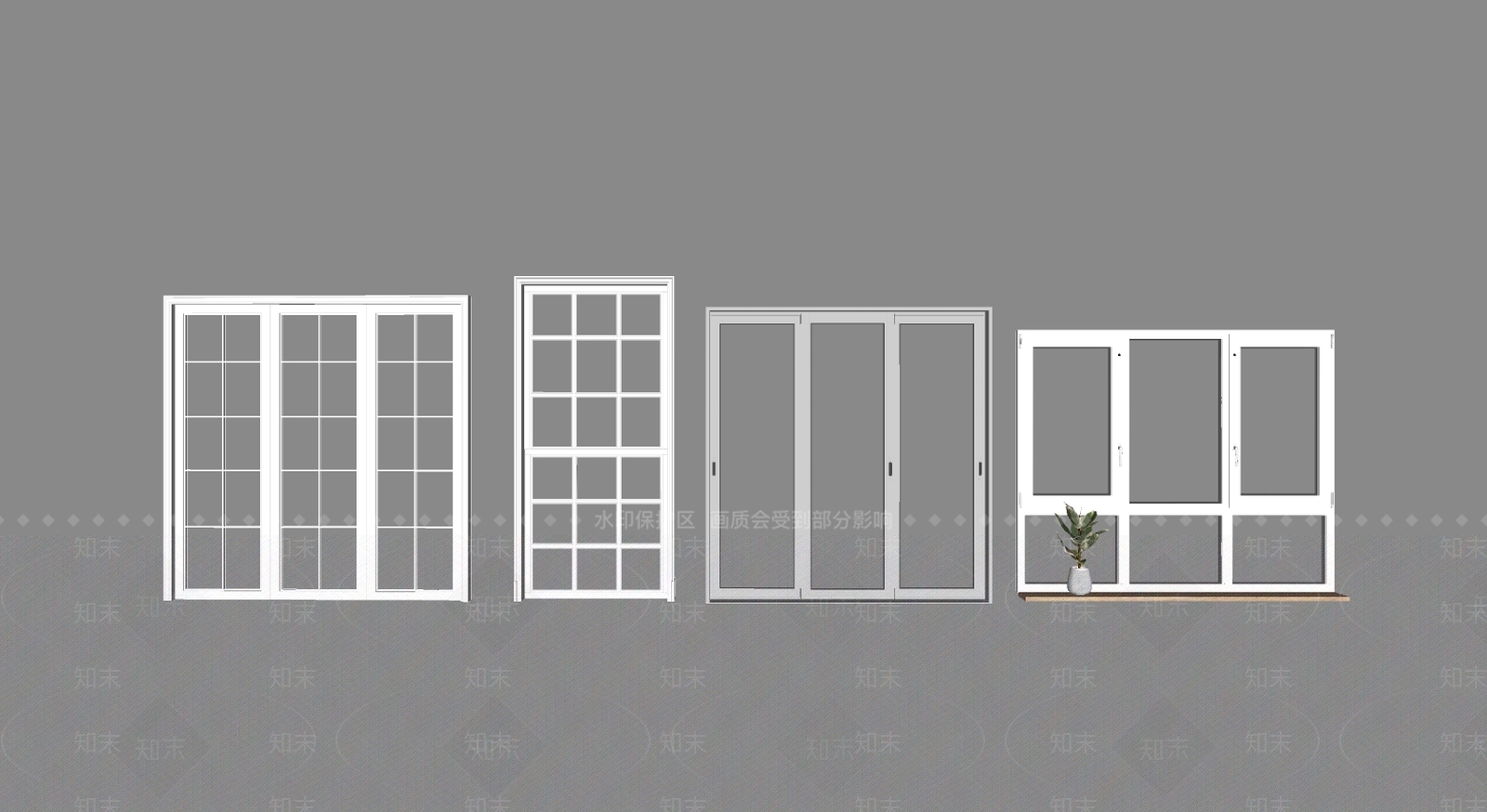 现代窗户组合SU模型下载【ID:597824924】