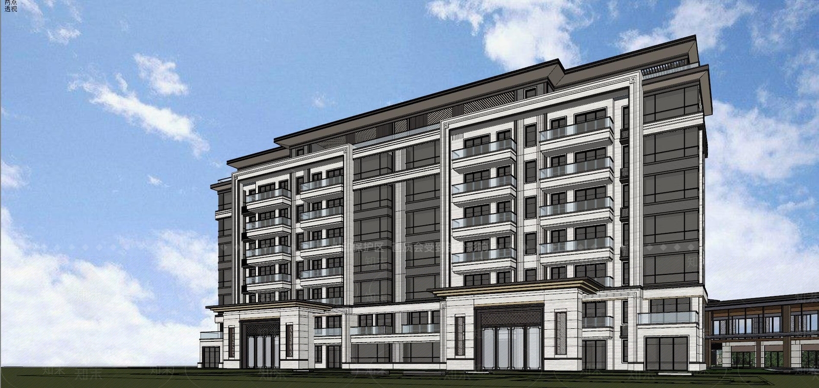 新中式多层住宅SU模型下载【ID:297828535】