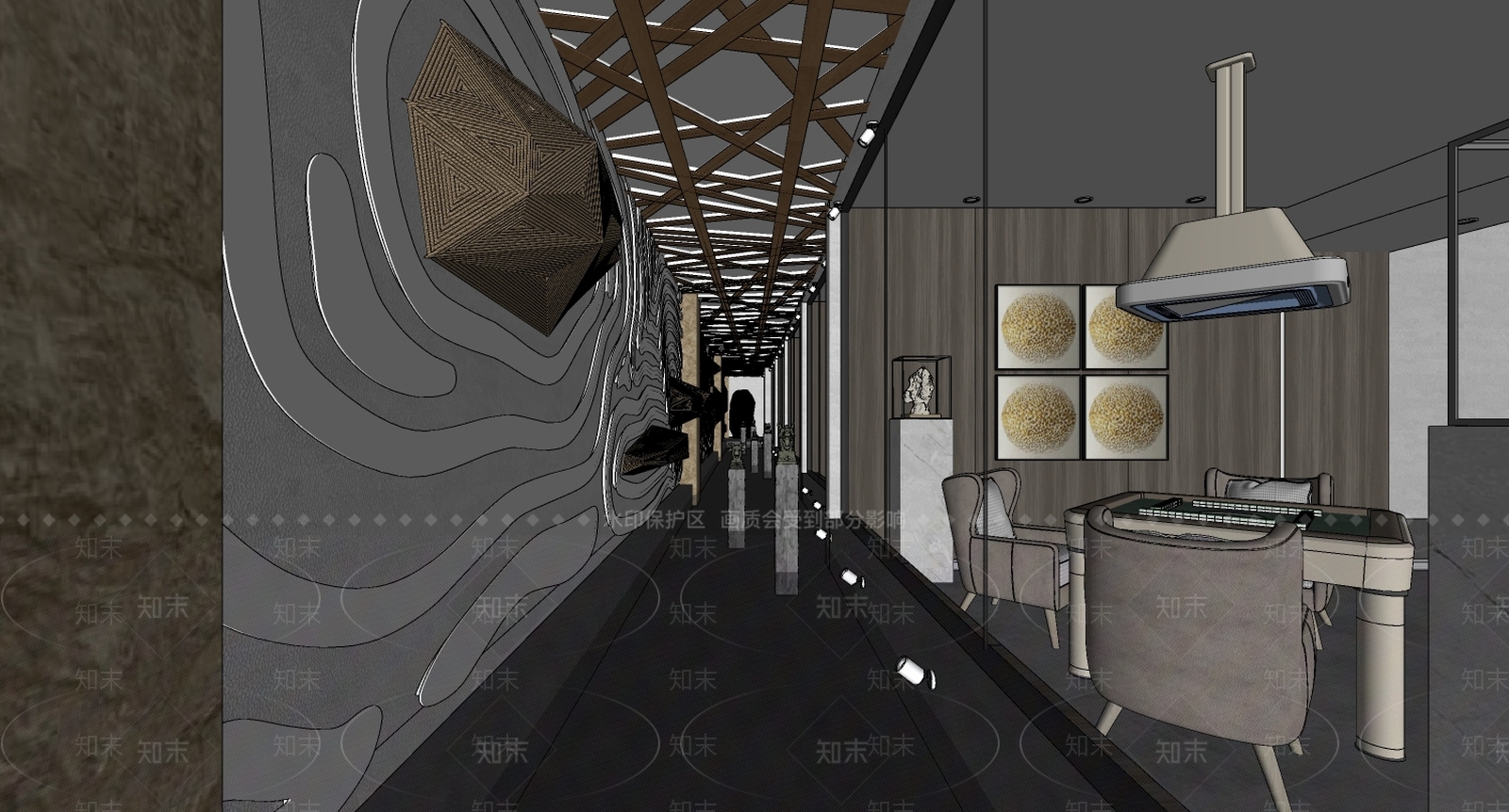 现代酒店空间过道SU模型下载【ID:997837760】