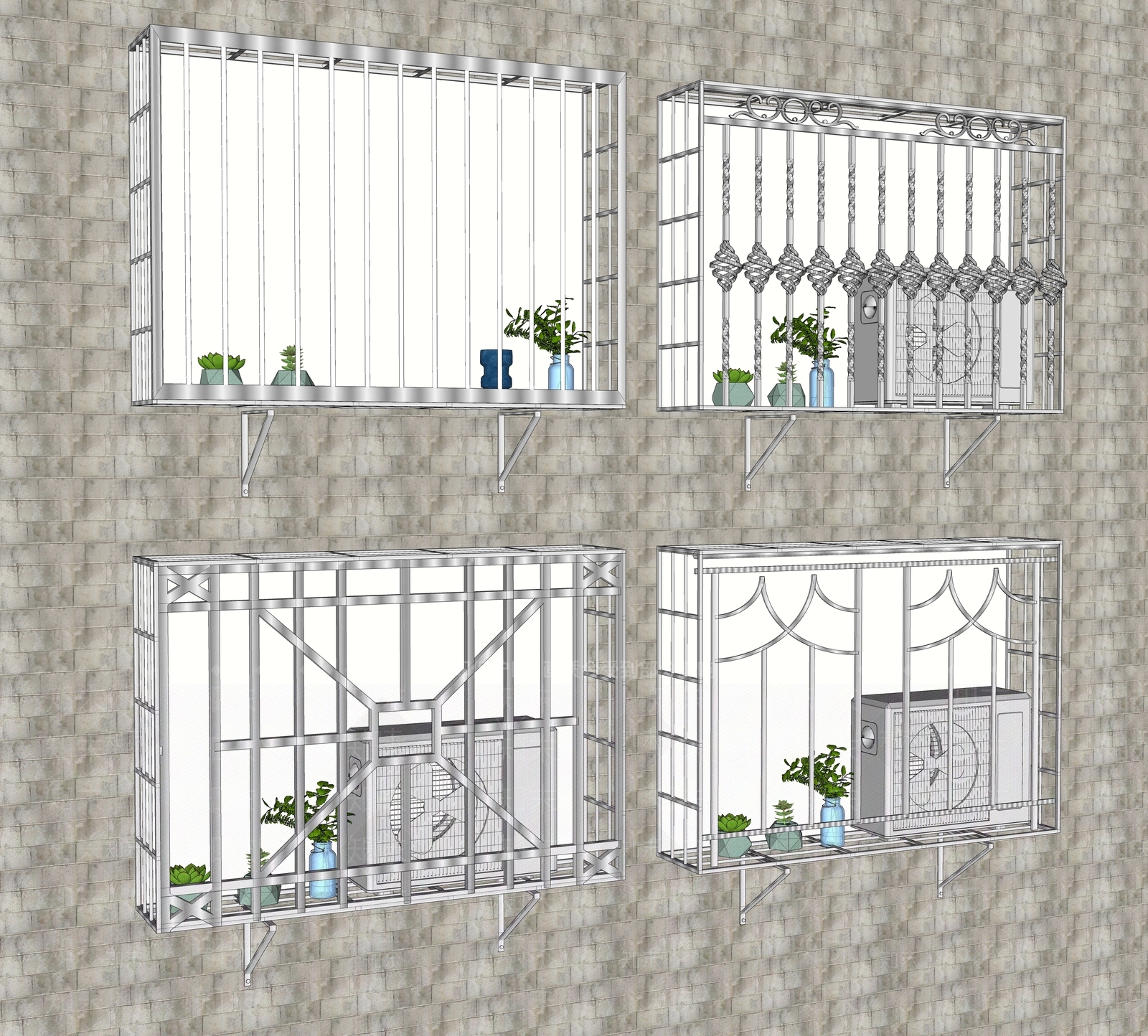 现代防盗窗SU模型下载【ID:497852943】