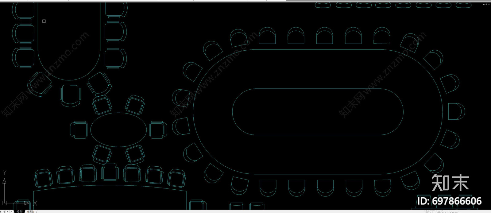 办公会议桌椅施工图下载【ID:697866606】