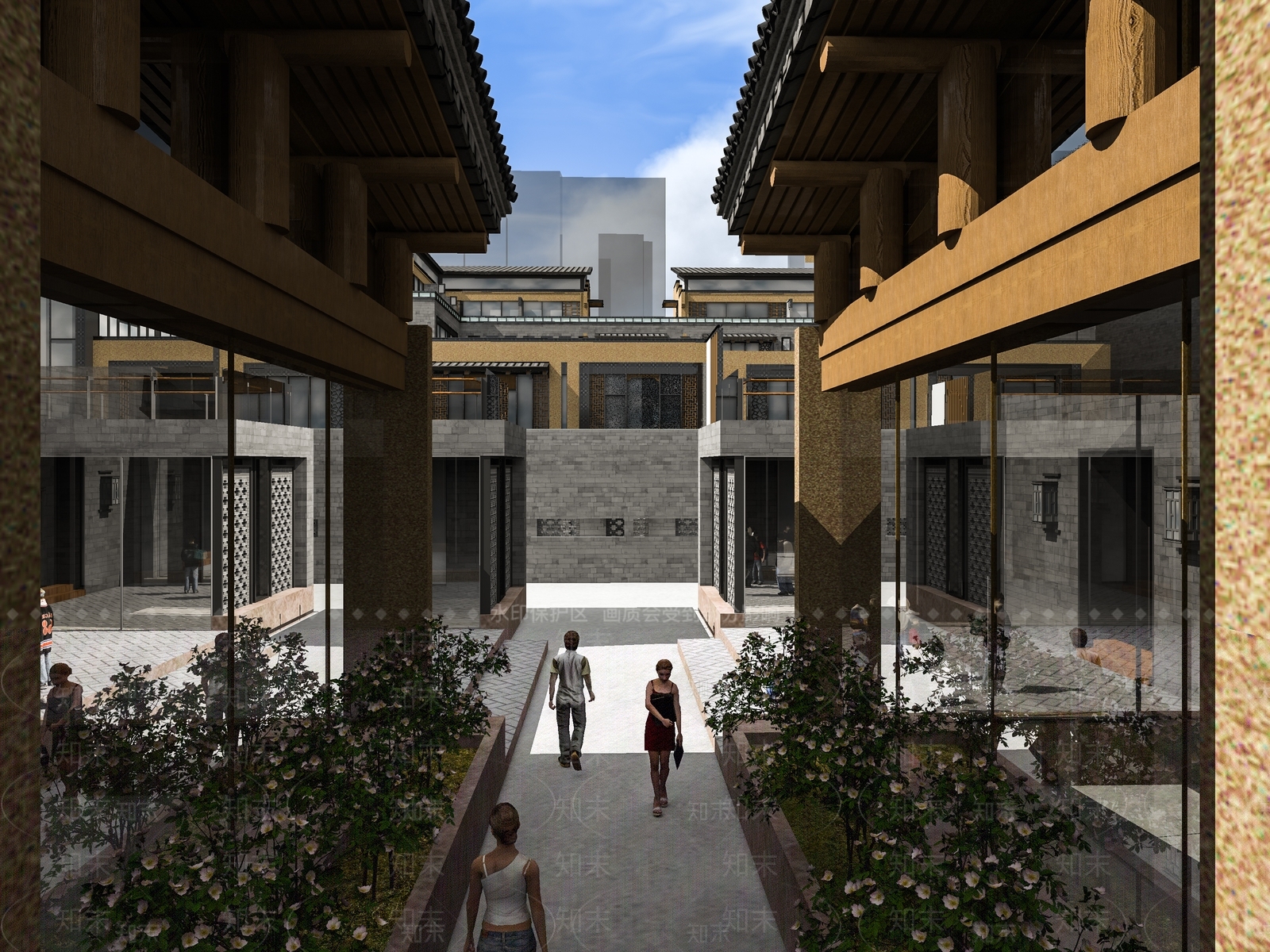 新中式商业街SU模型下载【ID:398027997】