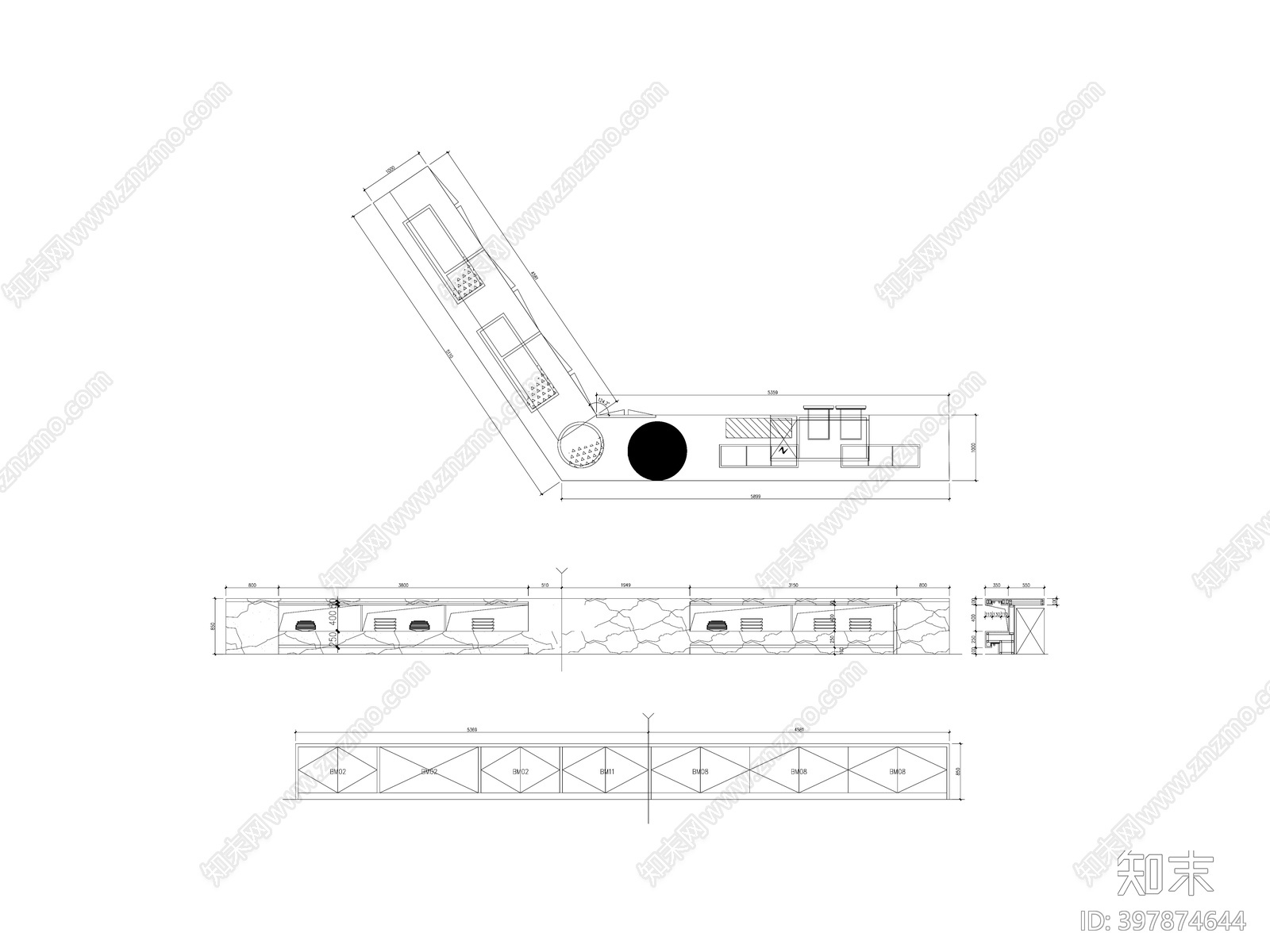 酒店餐台柜体施工图下载【ID:397874644】
