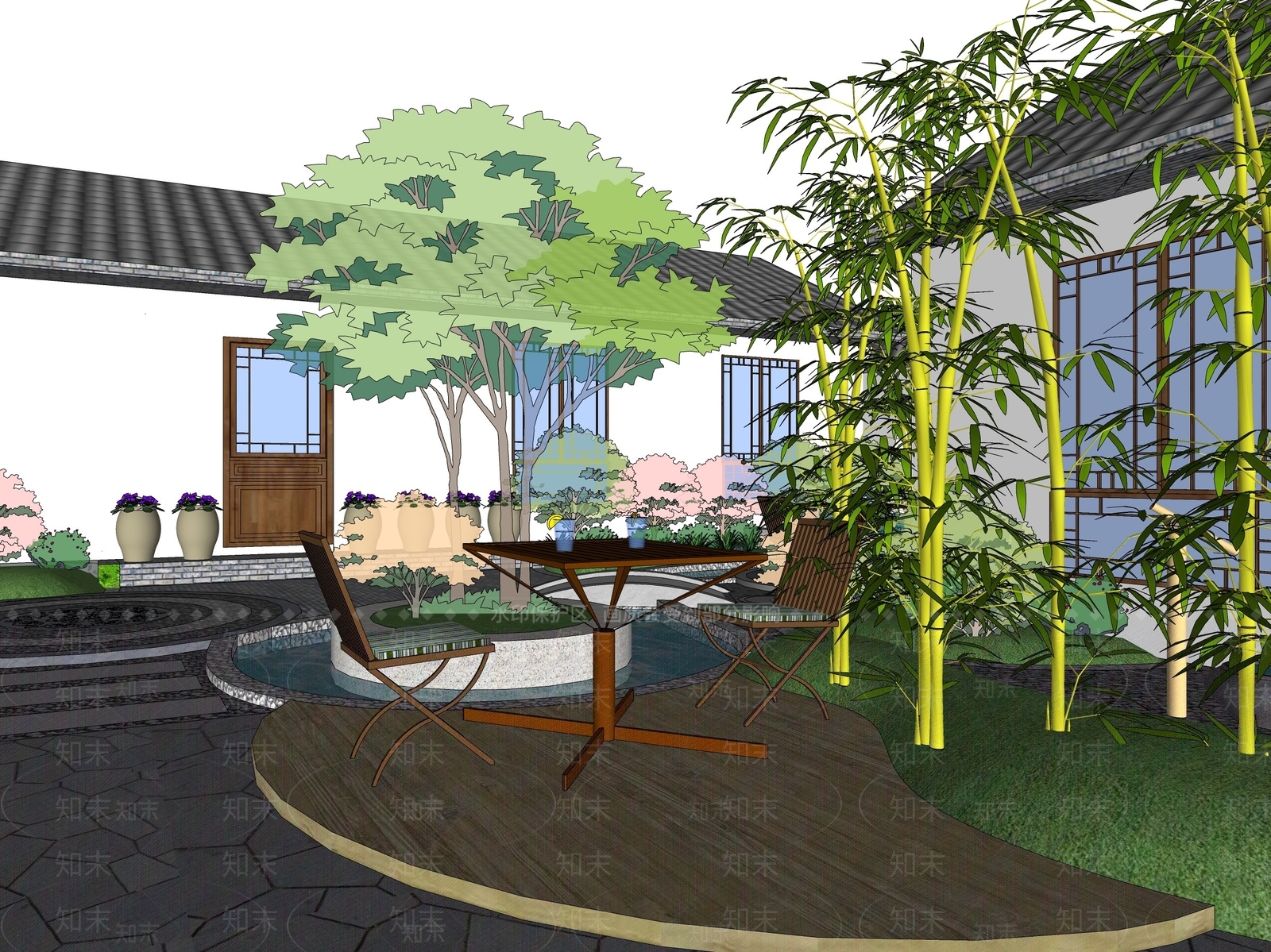 中式四合院SU模型下载【ID:397876258】