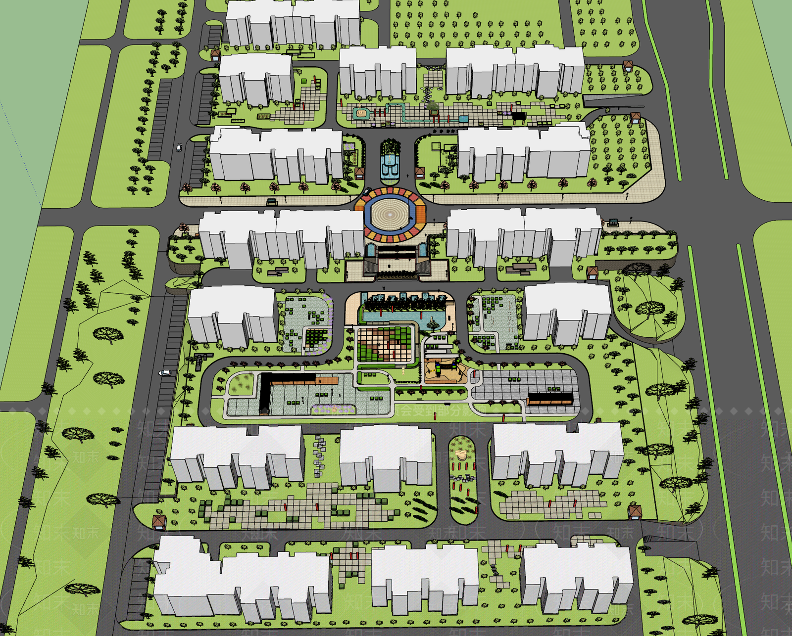 现代风格住宅规划SU模型下载【ID:297883685】