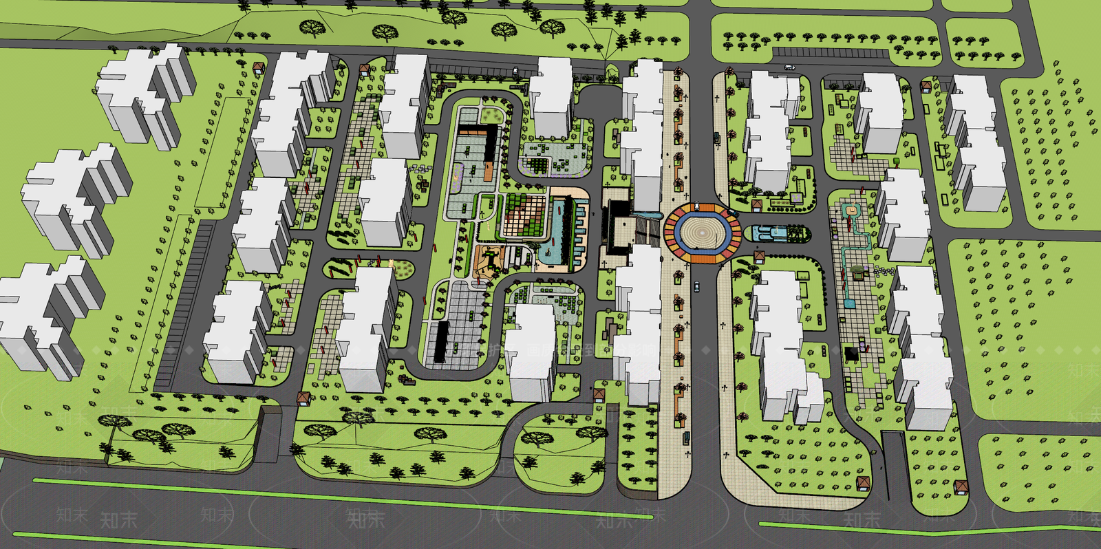 现代风格住宅规划SU模型下载【ID:297883685】