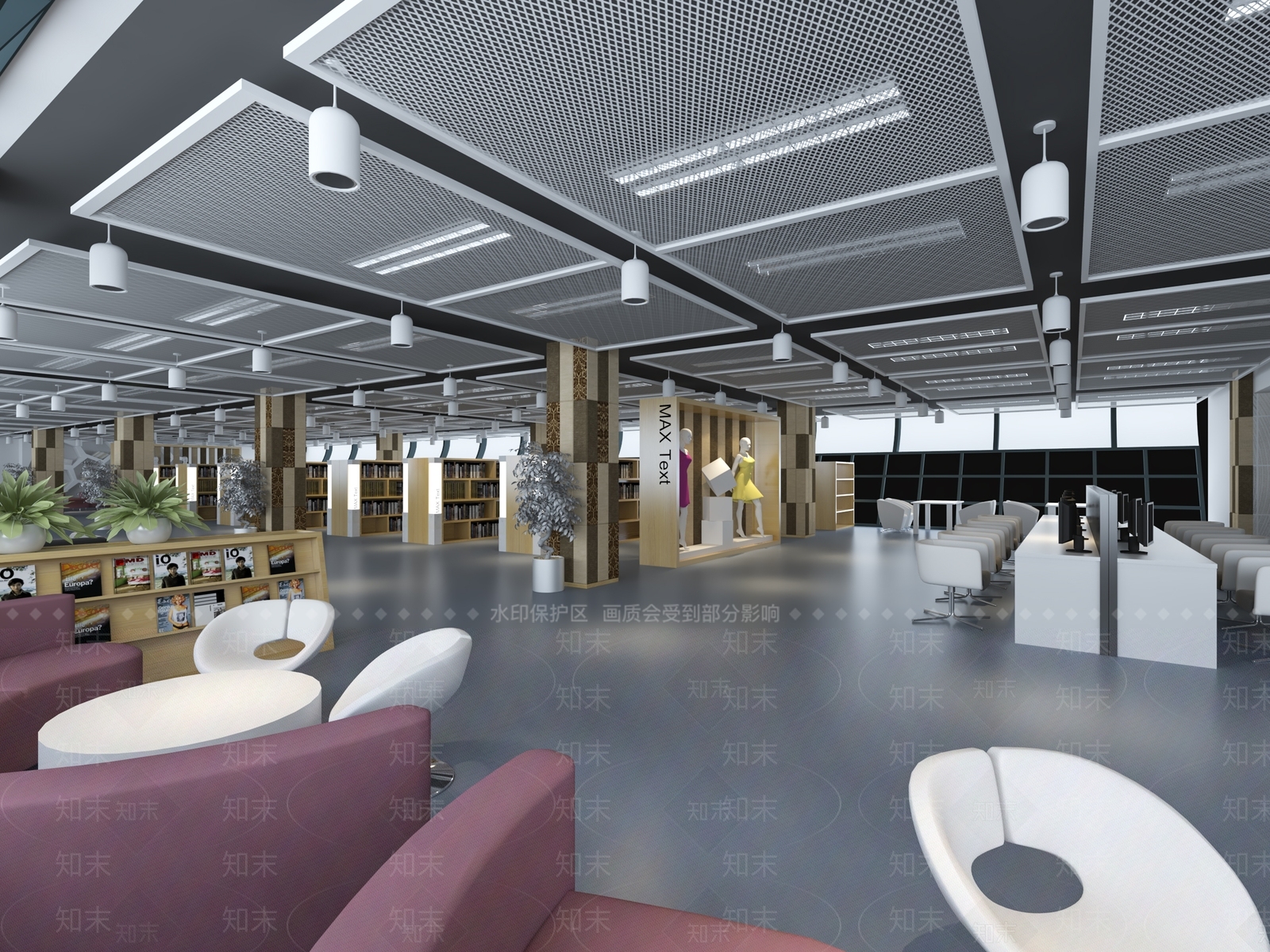 现代图书馆3D模型下载【ID:897885291】